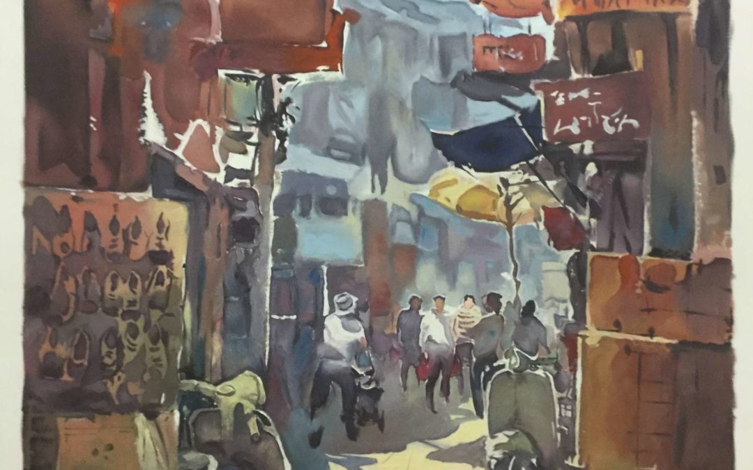 Fresque imitation aquarelle